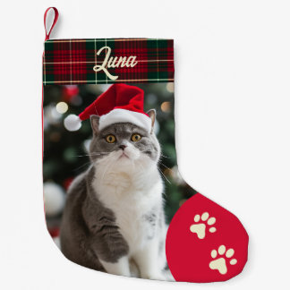 カスタム猫フォトクリスマスストッキング スモールクリスマスストッキング