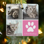 カスタム猫フォトコラージュかわいらしピンク両面 セラミックオーナメント<br><div class="desc">素敵な写真の可愛い女の子の子猫パーソナライズされたで、美しい猫の写真クリスマスの飾り。おカスタマイズ客様の猫とシックな贈り物でのまわりにはかわいらし、かわいい白い前足のプリントと子猫の名前を中心にピンク色の四角を写真に収めたシックなギフト。背中にお気に入りのフルフォトを追加。</div>