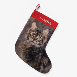 カスタム猫フォトペパーソナライズされたット スモールクリスマスストッキング