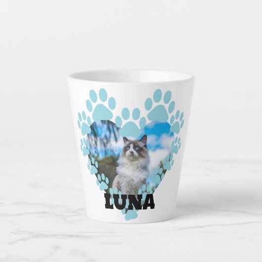 カスタム猫フォトラテマグカップ名 カフェラテマグ (正面)