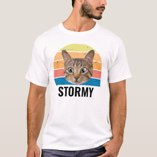 カスタム猫フォトヴィンテージ猫好きパーソナライズされた Tシャツ (正面)