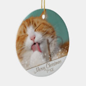 カスタム猫ペットフォトクリスマスホリデーキープサケ セラミックオーナメント (右)