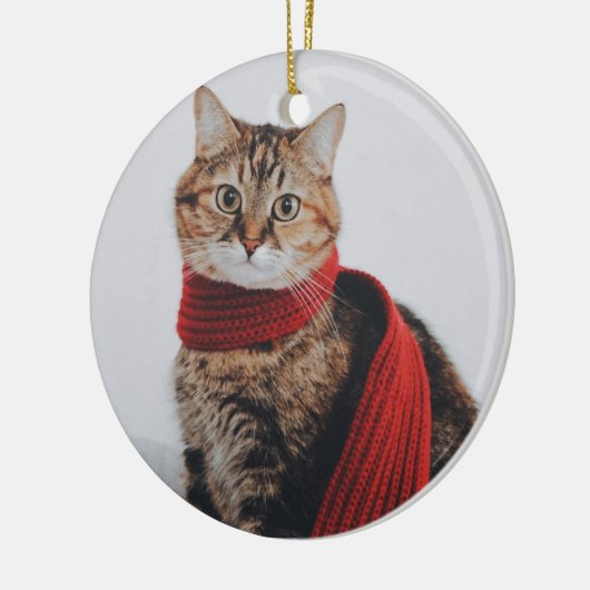 カスタム猫ペットフォト猫好きパーソナライズされた セラミックオーナメント (左)