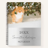 カスタム猫ペット銀 ノートブック (正面)