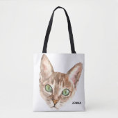 カスタム猫ママ写真バッグパーソナライズされた猫好き トートバッグ (正面)