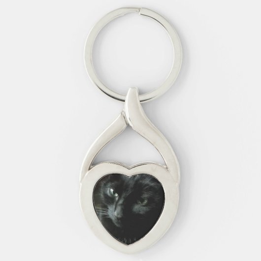 カスタム猫写真かわいいハート型キーチェーン キーホルダー (正面)
