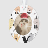 カスタム猫写真オーナメント 新年おめでとう オーナメント (正面)