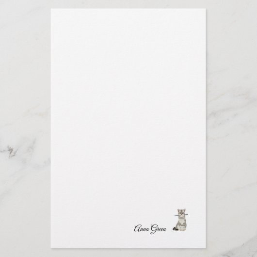 カスタム猫編み物針状シンプル紙 便箋 (正面)