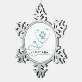 カスタム獣医プロフェッショナル スノーフレークピューターオーナメント (右)