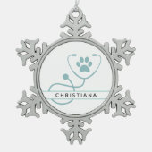 カスタム獣医プロフェッショナル スノーフレークピューターオーナメント (正面)