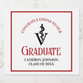 カスタム獣医学校赤卒業パーティー スパークリングワインラベル (シングルラベル)