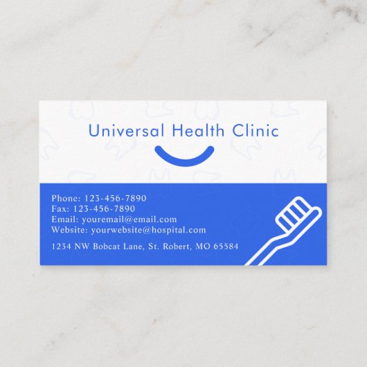 カスタム王室の青い白い歯医者ファンシー 名刺 (裏面)