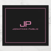 カスタム現代エレガントなシンプルなテンプレートモノグラム スパークリングワインラベル (シングルラベル)