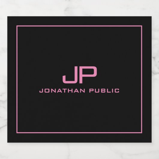 カスタム現代エレガントなシンプルなテンプレートモノグラム スパークリングワインラベル (シングルラベル)