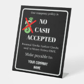 カスタム現金の受入なし |ビジネスモダンブラック 台座サイン (正面)