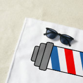 カスタム理容師ショップのポールと口ひげロゴ ビーチタオル (インサイチュ)