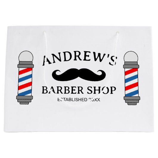 カスタム理容師ショップ抱き枕（口ひげロゴ） ラージペーパーバッグ (正面)