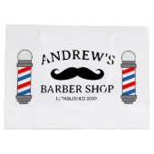 カスタム理容師ショップ抱き枕（口ひげロゴ） ラージペーパーバッグ (裏面)