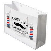 カスタム理容師ショップ抱き枕（口ひげロゴ） ラージペーパーバッグ (正面アングル)