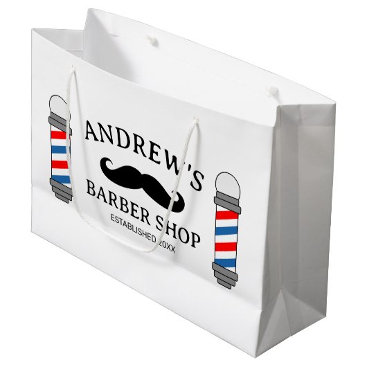 カスタム理容師ショップ抱き枕（口ひげロゴ） ラージペーパーバッグ (正面アングル)