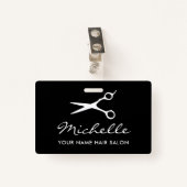 カスタム理容師店及び髪サロン従業員名 バッジ (正面クリップ)