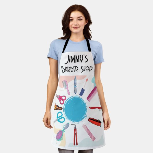 カスタム理容師店 エプロン (着用した状態)