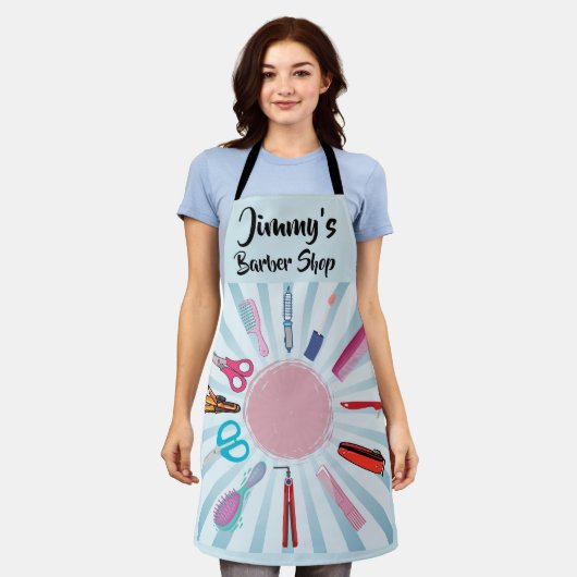 カスタム理容師店 エプロン (着用した状態)