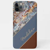 カスタム琥珀色ダークブルーシック大理石パターン Case-Mate iPhoneケース (裏面)