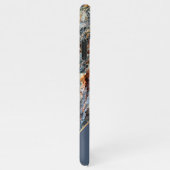 カスタム琥珀色ダークブルーシック大理石パターン iPhoneケース (右側)