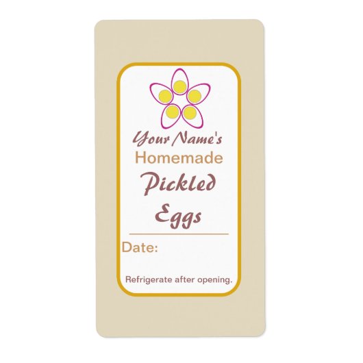 カスタム瓶ラベル漬け卵パーソナライズされた ラベル (正面)