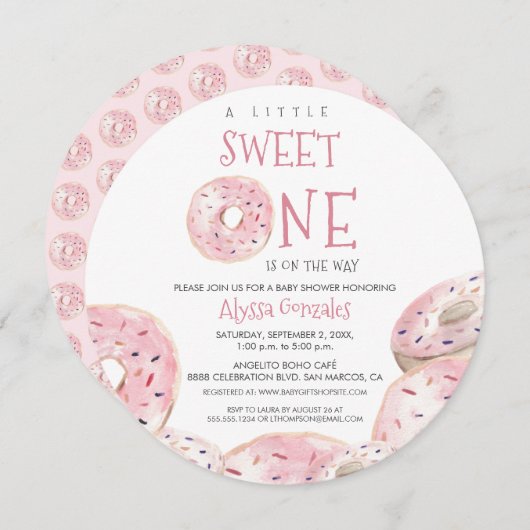 カスタム甘い1水色ドーナツベビーシャワー (正面/裏面)