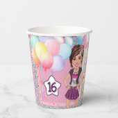 カスタム甘い16風船付き風刺画 紙コップ (裏面)