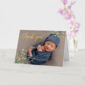 カスタム生まれたばかりの写真水の色の葉金ゴールド 箔グリーティングカード (蘭)