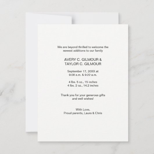 カスタム生まれたばかりのTwin photo赤ちゃんシャワー感謝していユー (裏面)