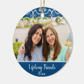 カスタム生涯の友だち二面写真クリスマス セラミックオーナメント (左)