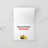 カスタム男の子のイエローディガー2nd誕生日 カード (内部)