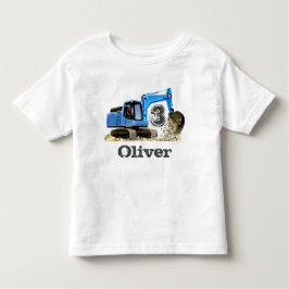 カスタム男の子の名前3rd誕生日ディガー掘削機 トドラーTシャツ