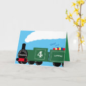 カスタム男の子4歳の誕生日の列車 カード (黄色い花)