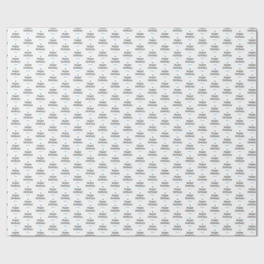 カスタム男の赤ちゃんのハッピーバースデーブルー名 ラッピングペーパー (フラット)