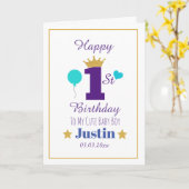 カスタム男の赤ちゃんエレガント第1回誕生日あいさつ カード (黄色い花)