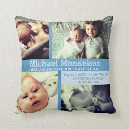 カスタム男の赤ちゃんブルースタットクッション クッション