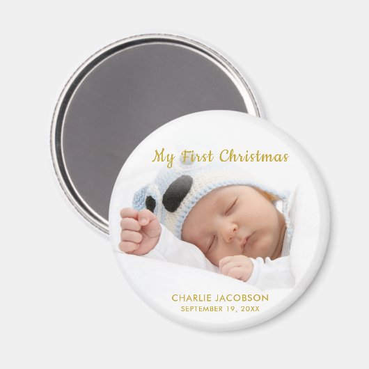 カスタム男の赤ちゃんマイ初めてのクリスマスマグネット マグネット (正面/裏面)