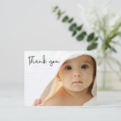 カスタム男の赤ちゃん写真ブルーモダンサンキュー 案内ポストカード (スタンド正面)