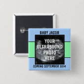 カスタム男の赤ちゃん超音波写真 缶バッジ (正面&裏面)