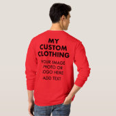 カスタム男パーソナライズされた長袖Tシャツ赤 Tシャツ (裏面フル)