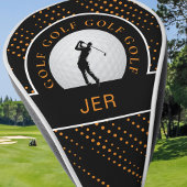 カスタム男性ゴルファーシンプルモダンの可愛い黒オレンジ ゴルフヘッドカバー