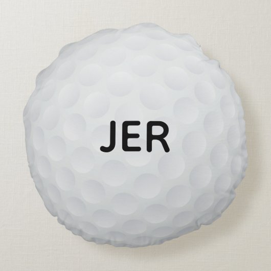 カスタム男性ゴルファー可愛いゴルフボールブラック ラウンドクッション (裏面)