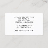 カスタム画像のアップロード黒白タトゥーアーティスト 名刺 (裏面)