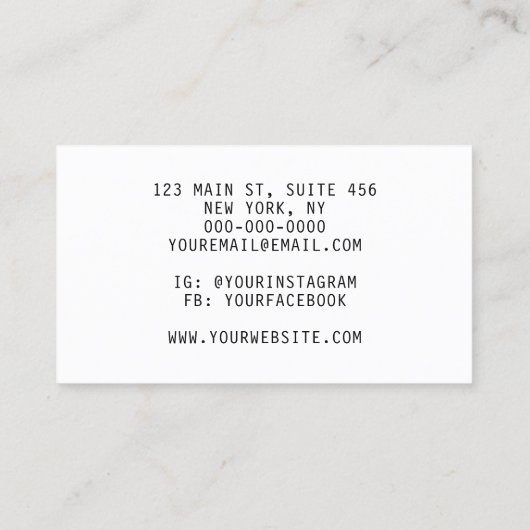 カスタム画像のアップロード黒白タトゥーアーティスト 名刺 (裏面)