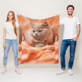 カスタム画像のキュートな猫の美しい目 フリースブランケット